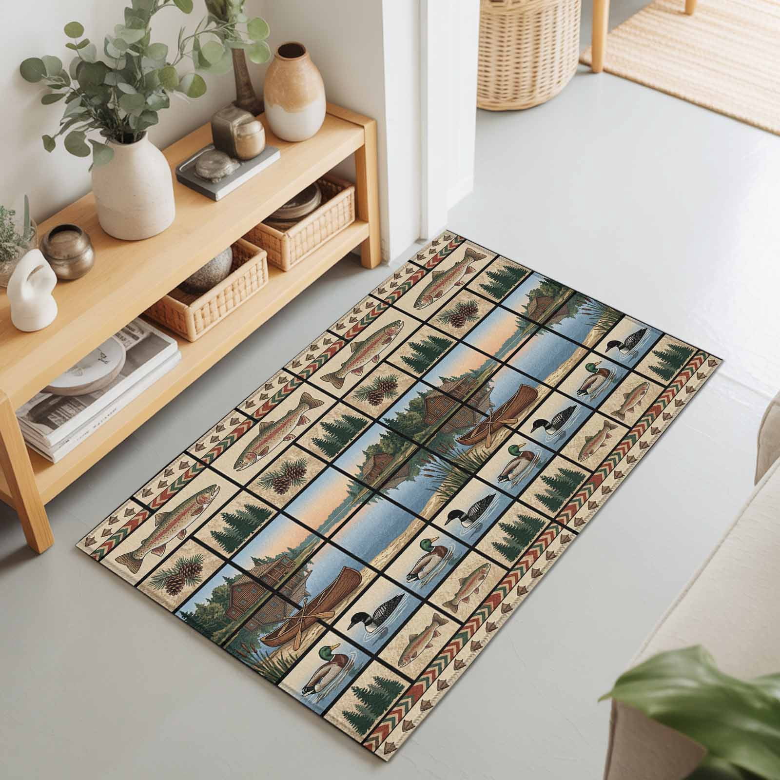 2x3 Ft Entryway Area Rug, Farmhouse Cabin Kitchen Rug Runner Washable ...