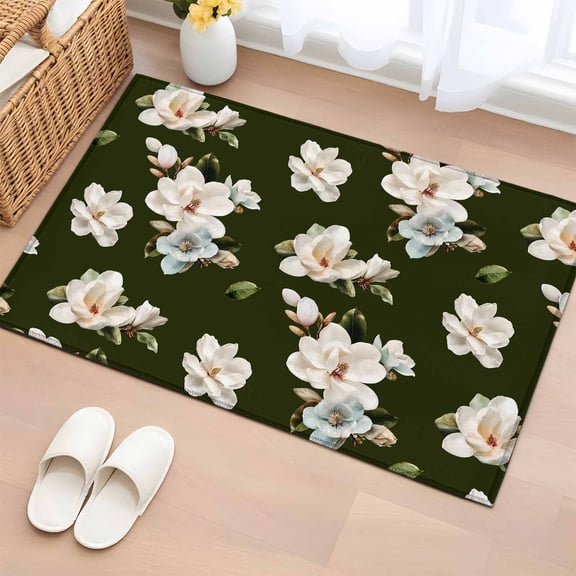 2x3 Ft Entryway Area Rug, Farmhouse Flowers Kitchen Rug Runner Washable Floor Mat, Modern Abstract Country Chic Floral Leaf Non Slip Indoor Door Mat Throw Carpet for Bathroom Living Room Bedroom