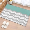 thumbnail image 1 of 2x3 Ft Entryway Area Rug, Grey Chevron Kitchen Rug Runner Washable Floor Mat, Geometric Turquoise Print Wavy Striped White Non Slip Indoor Door Mat Throw Carpet for Bathroom Living Room Bedroom, 1 of 8