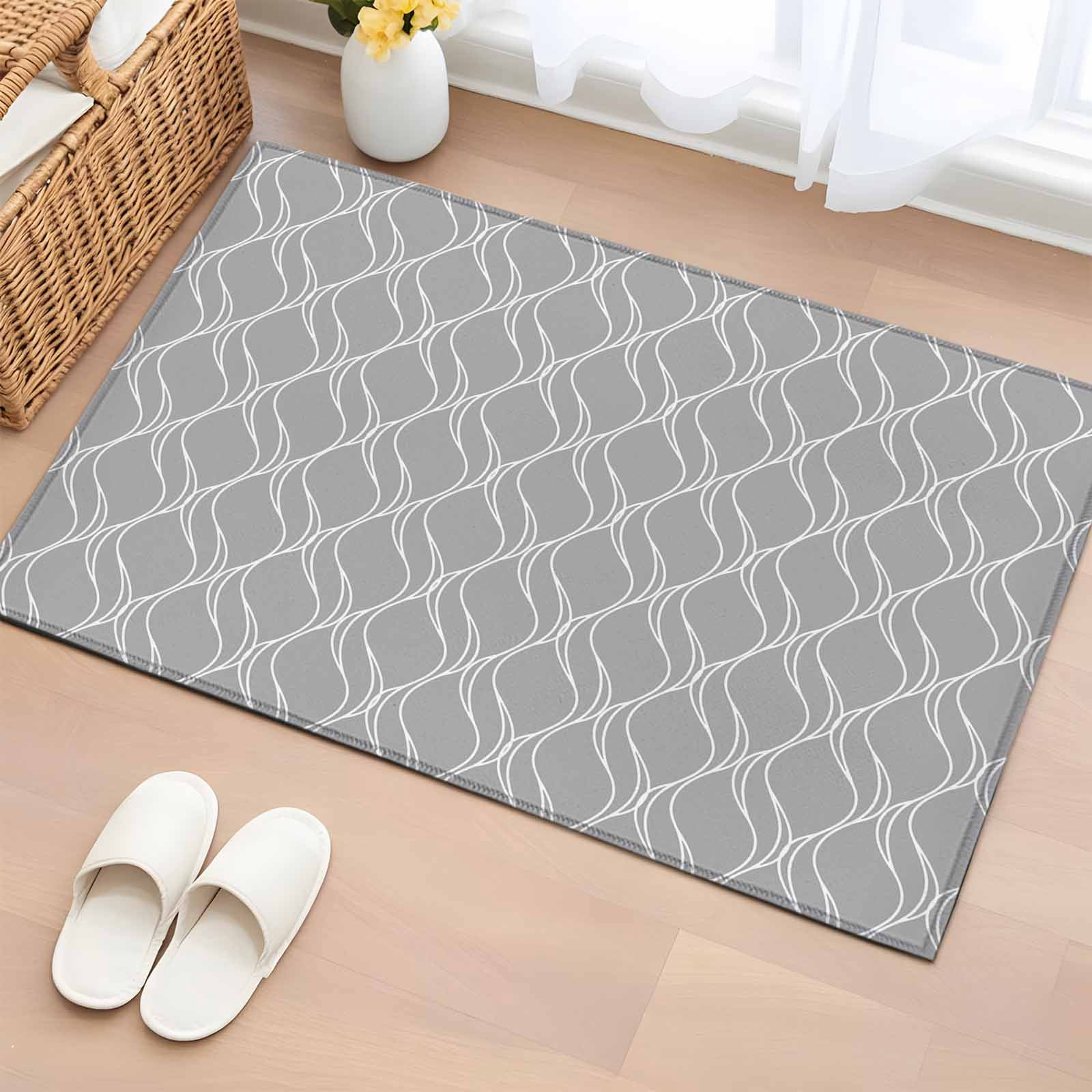 2x3 Ft Entryway Area Rug, Grey White Stripes Kitchen Rug Runner ...
