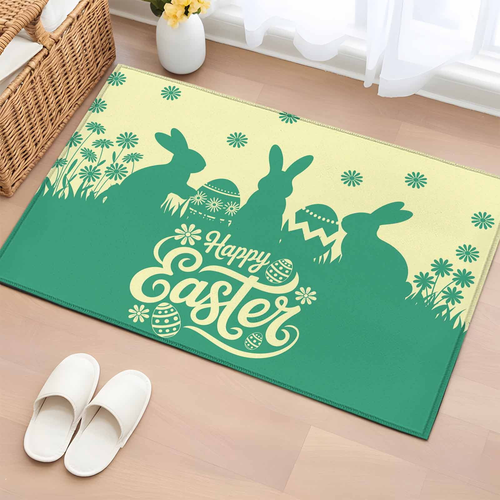 Cartoon Easter Rug 2x3 Ft Entryway Area Rug, Happy Easter Rabbits Kitchen Rug Runner ...