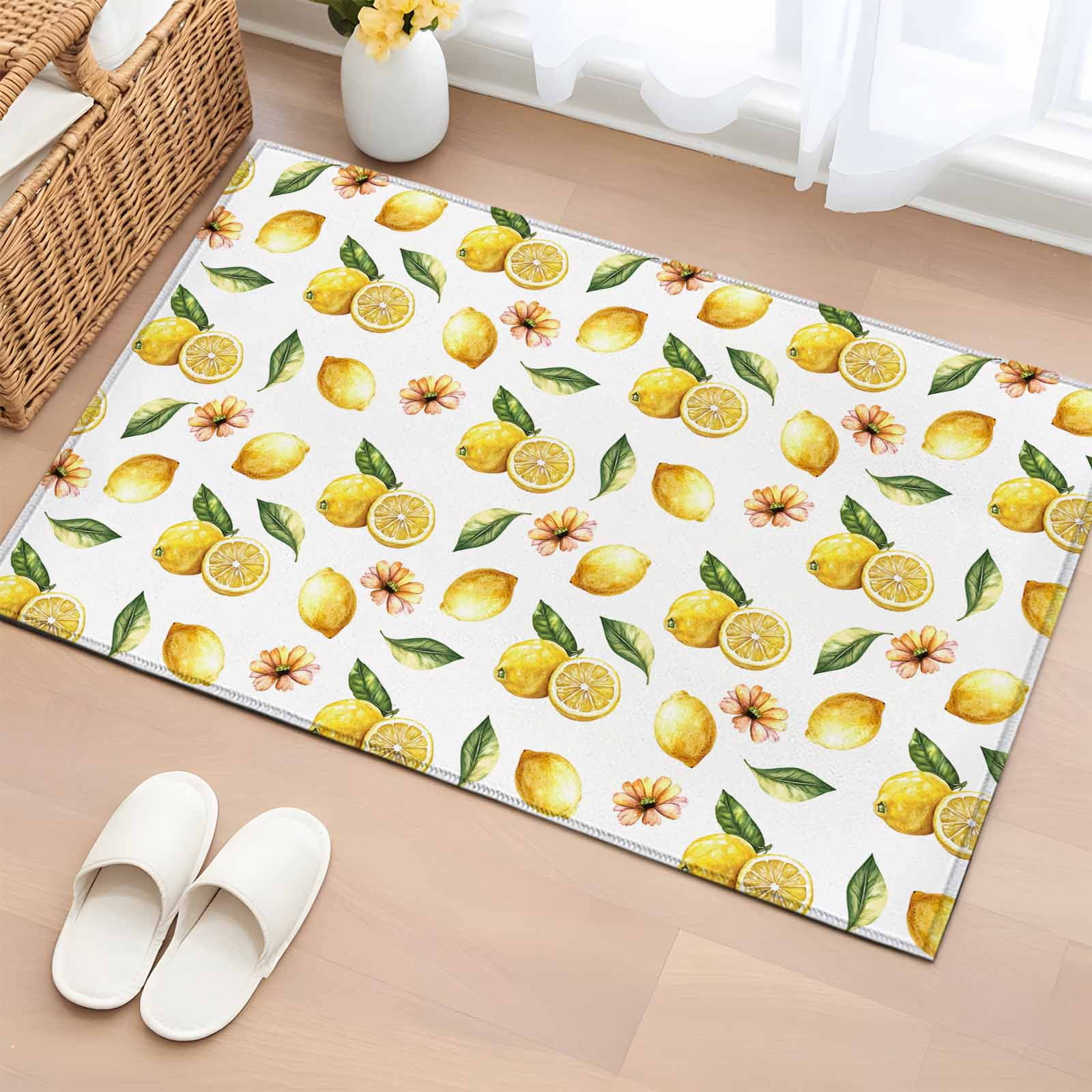2x3 Ft Entryway Area Rug, Lemon Kitchen Rug Runner Washable Floor Mat ...