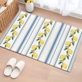 thumbnail image 1 of 2x3 Ft Entryway Area Rug, Lemon Striped Kitchen Rug Runner Washable Floor Mat, Yellow Fruit Blue White Geometric Non Slip Indoor Door Mat Throw Carpet for Bathroom Living Room Bedroom, 1 of 8