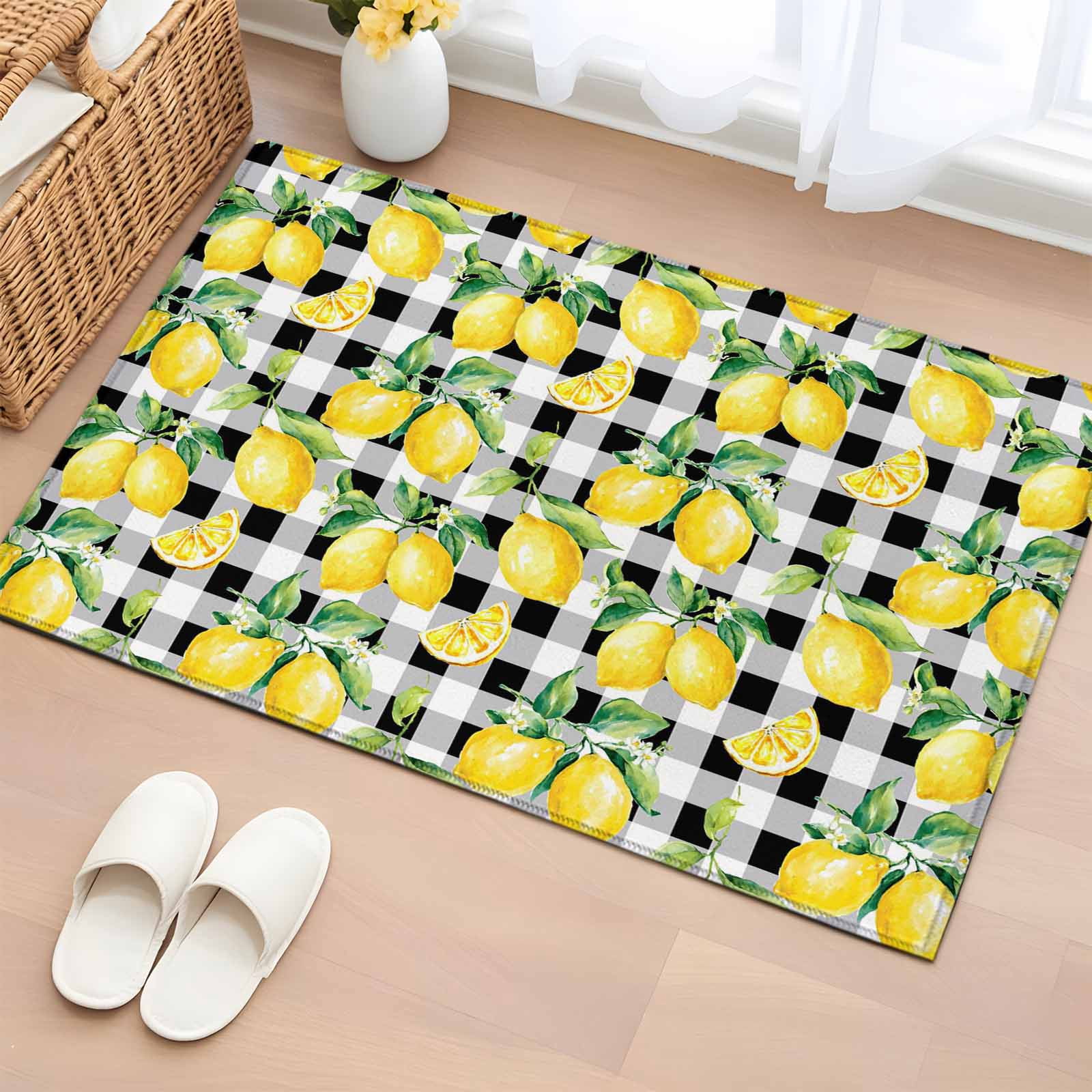 2x3 Ft Entryway Area Rug, Lemon Yellow Kitchen Rug Runner Washable ...