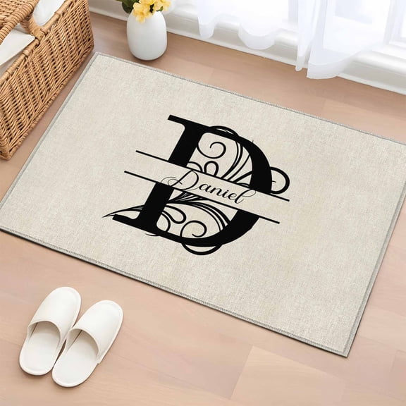 2x3 Ft Entryway Area Rug, Letter D Kitchen Rug Runner Washable Floor Mat, Monogram Words Non Slip Indoor Door Mat Throw Carpet for Bathroom Living Room Bedroom