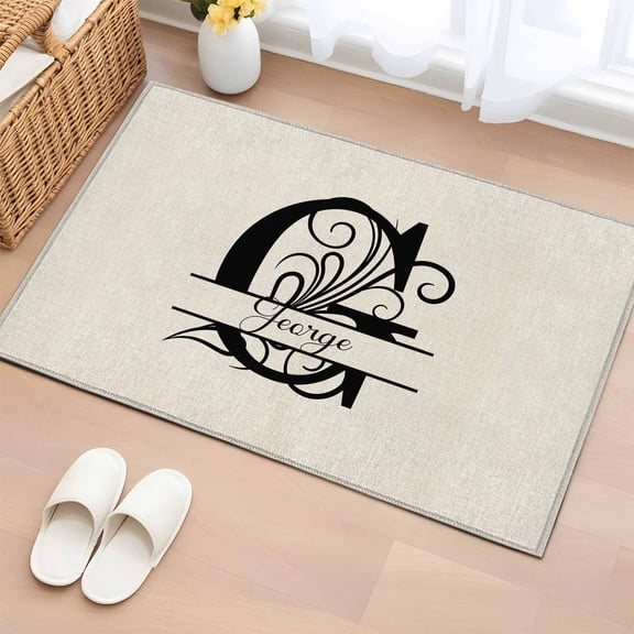 2x3 Ft Entryway Area Rug, Letter G Kitchen Rug Runner Washable Floor Mat, Monogram Words Non Slip Indoor Door Mat Throw Carpet for Bathroom Living Room Bedroom