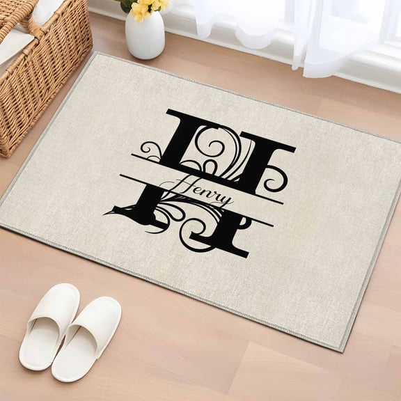 2x3 Ft Entryway Area Rug, Letter H Kitchen Rug Runner Washable Floor Mat, Monogram Words Non Slip Indoor Door Mat Throw Carpet for Bathroom Living Room Bedroom
