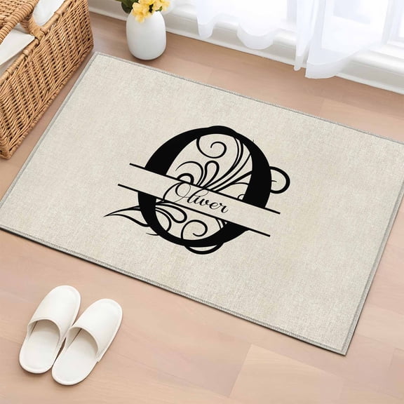 2x3 Ft Entryway Area Rug, Letter O Kitchen Rug Runner Washable Floor Mat, Monogram Words Non Slip Indoor Door Mat Throw Carpet for Bathroom Living Room Bedroom