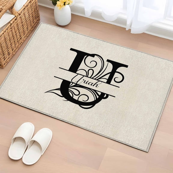 2x3 Ft Entryway Area Rug, Letter U Kitchen Rug Runner Washable Floor Mat, Monogram Words Non Slip Indoor Door Mat Throw Carpet for Bathroom Living Room Bedroom