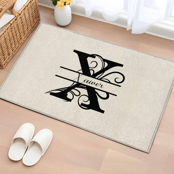 2x3 Ft Entryway Area Rug, Letter X Kitchen Rug Runner Washable Floor Mat, Monogram Words Non Slip Indoor Door Mat Throw Carpet for Bathroom Living Room Bedroom