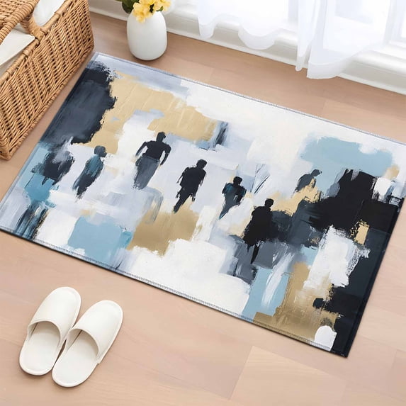 2x3 Ft Entryway Area Rug, Modern Canvas Kitchen Rug Runner Washable Floor Mat, Abstract Oil Painting Art Non Slip Indoor Door Mat Throw Carpet for Bathroom Living Room Bedroom