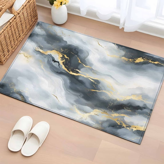 2x3 Ft Entryway Area Rug, Modern Marble Kitchen Rug Runner Washable Floor Mat, Abstract Art Ink Painted Aesthetics Non Slip Indoor Door Mat Throw Carpet for Bathroom Living Room Bedroom