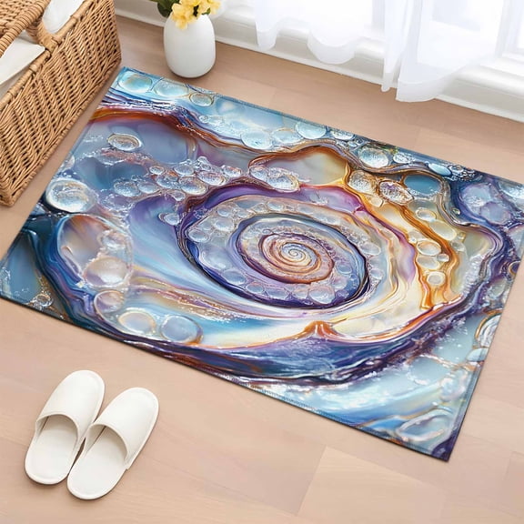 2x3 Ft Entryway Area Rug, Modern Moire Kitchen Rug Runner Washable Floor Mat, Abstract Art Contemporary Non Slip Indoor Door Mat Throw Carpet for Bathroom Living Room Bedroom