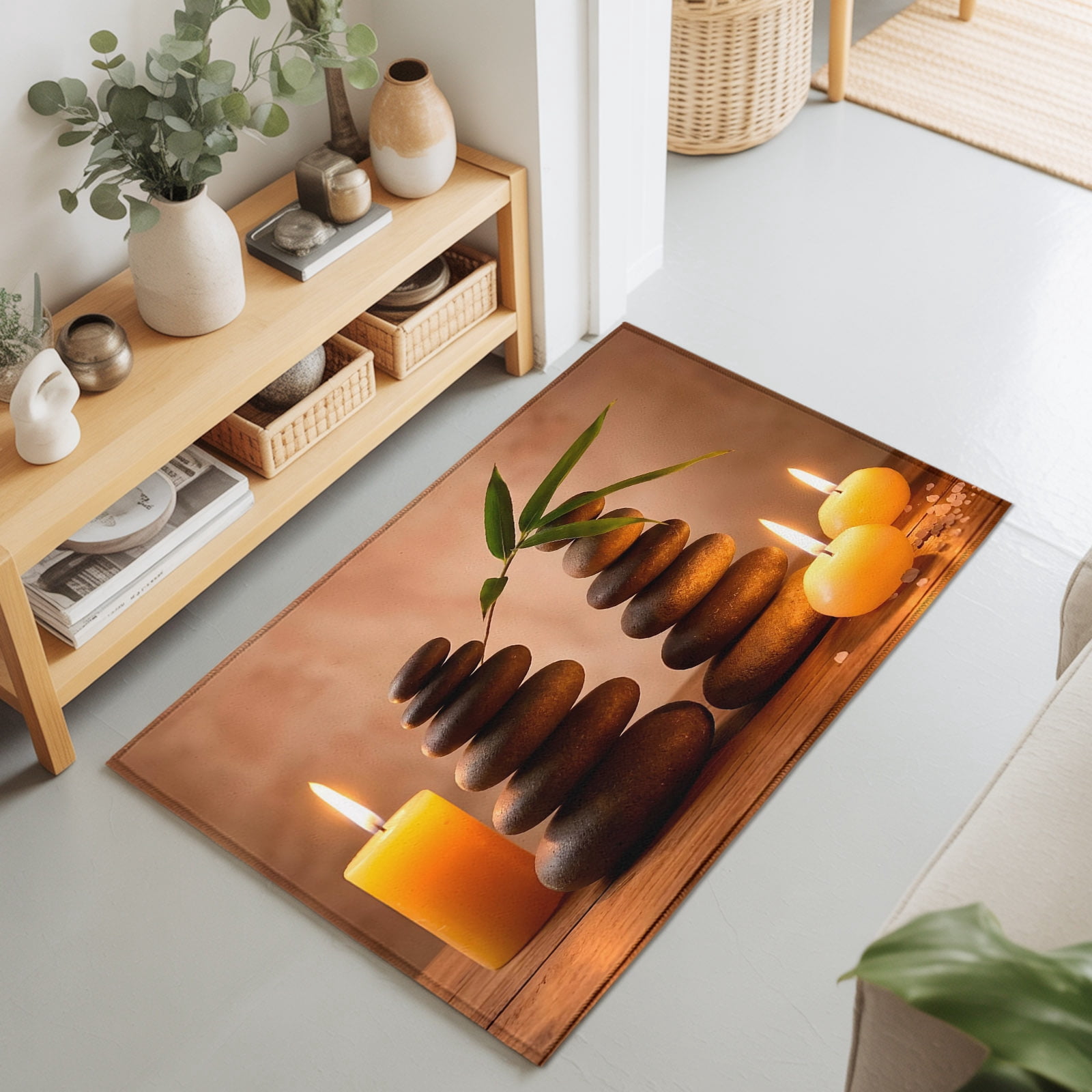 2x3 Ft Entryway Area Rug, Modern Stones Kitchen Rug Runner Washable ...