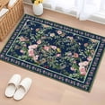 thumbnail image 1 of 2x3 Ft Entryway Area Rug, Navy Blue Flowers Kitchen Rug Runner Washable Floor Mat, Spring Floral Elegant Pastoral Botanical Non Slip Indoor Door Mat Throw Carpet for Bathroom Living Room Bedroom, 1 of 8