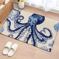 thumbnail image 1 of 2x3 Ft Entryway Area Rug, Navy Blue Octopus Coastal Kitchen Rug Runner Washable Floor Mat, Nautical Summer Beach Rustic Non Slip Indoor Door Mat Throw Carpet for Bathroom Living Room Bedroom, 1 of 8