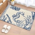 thumbnail image 1 of 2x3 Ft Entryway Area Rug, Navy Blue Seahorse Coastal Kitchen Rug Runner Washable Floor Mat, Beach Botanical Vintage Non Slip Indoor Door Mat Throw Carpet for Bathroom Living Room Bedroom, 1 of 8