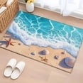 thumbnail image 1 of 2x3 Ft Entryway Area Rug, Ocean Beach Kitchen Rug Runner Washable Floor Mat, Coastal Nautical Starfish Shells Sea Waves Non Slip Indoor Door Mat Throw Carpet for Bathroom Living Room Bedroom, 1 of 8