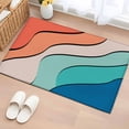 thumbnail image 1 of 2x3 Ft Entryway Area Rug, Orange Teal Ombre Kitchen Rug Runner Washable Floor Mat, Modern Moire Abstract Art Non Slip Indoor Door Mat Throw Carpet for Bathroom Living Room Bedroom, 1 of 8