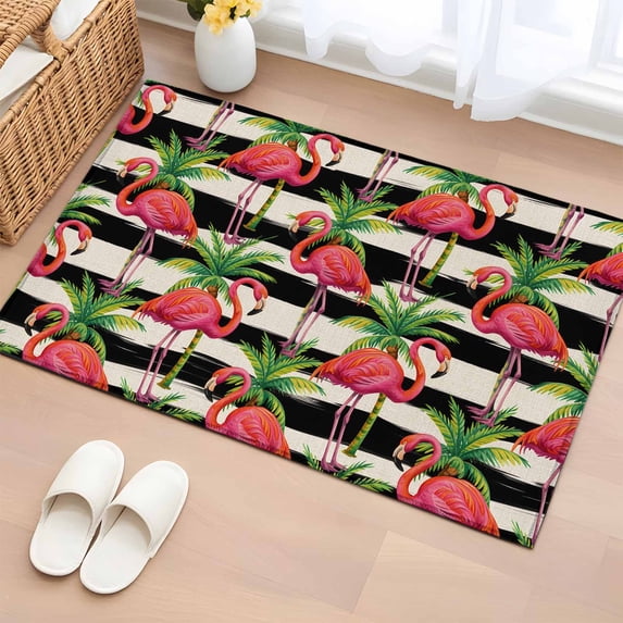 2x3 Ft Entryway Area Rug, Pink Flamingo Kitchen Rug Runner Washable ...