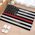 thumbnail image 1 of 2x3 Ft Entryway Area Rug, Red American Flag Kitchen Rug Runner Washable Floor Mat, Black White Stripe US Flag Retro Wooden Non Slip Indoor Door Mat Throw Carpet for Bathroom Living Room Bedroom, 1 of 8