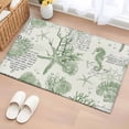 thumbnail image 1 of 2x3 Ft Entryway Area Rug, Sage Green Coastal Kitchen Rug Runner Washable Floor Mat, Coral Starfish Nautical Compass Non Slip Indoor Door Mat Throw Carpet for Bathroom Living Room Bedroom, 1 of 8