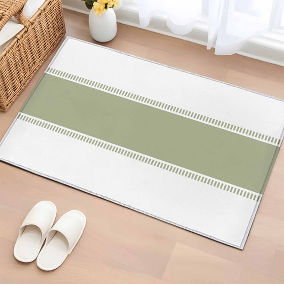 2x3 Ft Entryway Area Rug, Sage Green Striped Kitchen Rug Runner Washable Floor Mat, Modern Geometric Abstract Art Non Slip Indoor Door Mat Throw Carpet for Bathroom Living Room Bedroom