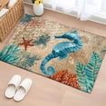 thumbnail image 1 of 2x3 Ft Entryway Area Rug, Sea Seahorse Coastal Kitchen Rug Runner Washable Floor Mat, Brown Nautical Summer Coral Vintage Non Slip Indoor Door Mat Throw Carpet for Bathroom Living Room Bedroom, 1 of 8
