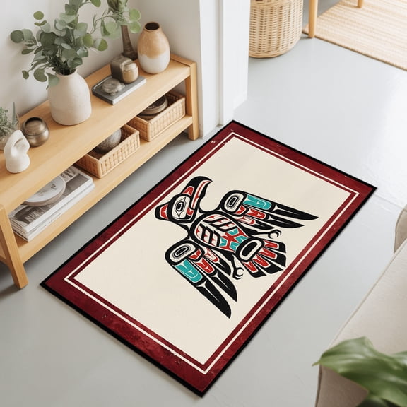 2x3 Ft Entryway Area Rug, Southwestern Tribe Kitchen Rug Runner Washable Floor Mat, Farmhouse Birds Chic Traditional Motifs Non Slip Indoor Door Mat Throw Carpet for Bathroom Living Room Bedroom