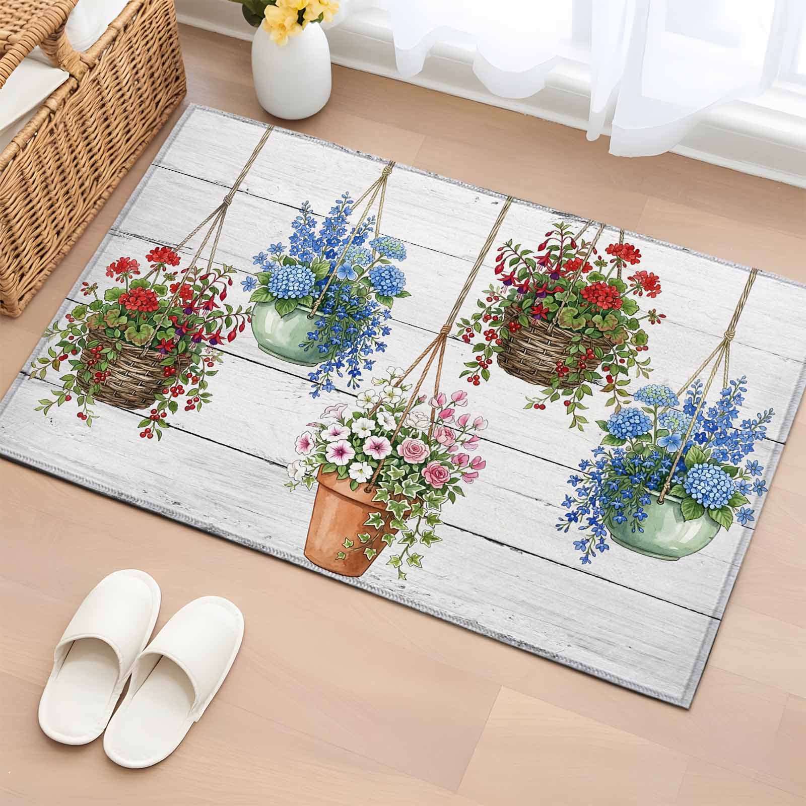 2x3 Ft Entryway Area Rug, Spring Floral Kitchen Rug Runner Washable ...
