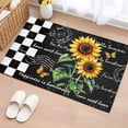 thumbnail image 1 of 2x3 Ft Entryway Area Rug, Sunflower Kitchen Rug Runner Washable Floor Mat, Summer Botanical Floral Vintage Black Plaid Non Slip Indoor Door Mat Throw Carpet for Bathroom Living Room Bedroom, 1 of 8