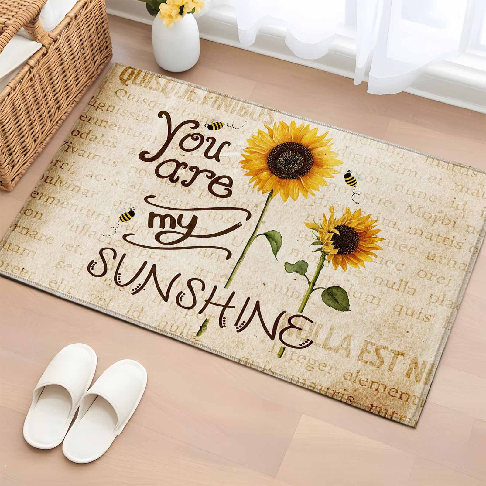 Sunflower Rugs For Kitchen 2x3 Ft Entryway Area Rug, Sunflowers Kitchen Rug Runner Washable Floor ...