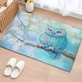 thumbnail image 1 of 2x3 Ft Entryway Area Rug, Teal Blue Owl Kitchen Rug Runner Washable Floor Mat, Modern Flowers Birds on Branch Non Slip Indoor Door Mat Throw Carpet for Bathroom Living Room Bedroom, 1 of 8