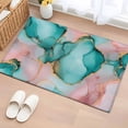 thumbnail image 1 of 2x3 Ft Entryway Area Rug, Teal Pink Kitchen Rug Runner Washable Floor Mat, Modern Abstract Ink Painting Luxury Marble Non Slip Indoor Door Mat Throw Carpet for Bathroom Living Room Bedroom, 1 of 8