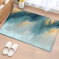 thumbnail image 1 of 2x3 Ft Entryway Area Rug, Turquoise Gold Kitchen Rug Runner Washable Floor Mat, Modern Abstract Teal Geometric Non Slip Indoor Door Mat Throw Carpet for Bathroom Living Room Bedroom, 1 of 8