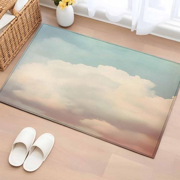 2x3 Ft Entryway Area Rug, Vintage Sky Kitchen Rug Runner Washable Floor Mat, Retro Rustic Clouds Scenery Non Slip Indoor Door Mat Throw Carpet for Bathroom Living Room Bedroom
