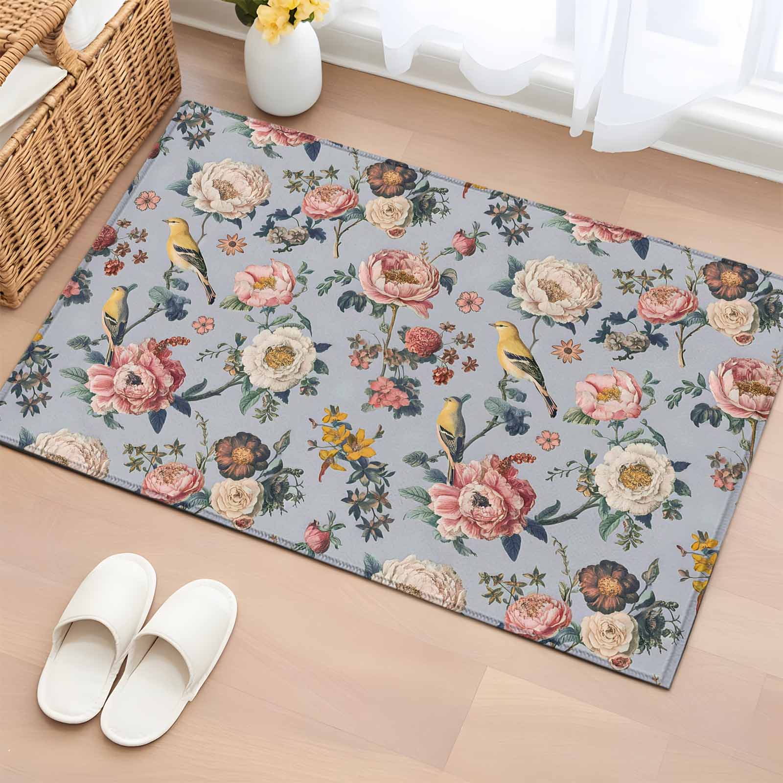 2x3 Ft Entryway Area Rug, Vintage Spring Floral Kitchen Rug Runner ...