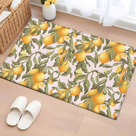 Entryway Rug Yellow 2x3 Ft Entryway Area Rug, Yellow Lemon Kitchen Rug Runner Washable ...