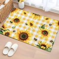 thumbnail image 1 of 2x3 Ft Entryway Area Rug, Yellow Sunflower Kitchen Rug Runner Washable Floor Mat, Vintage Country Bee Plaid Ginger Check Non Slip Indoor Door Mat Throw Carpet for Bathroom Living Room Bedroom, 1 of 8