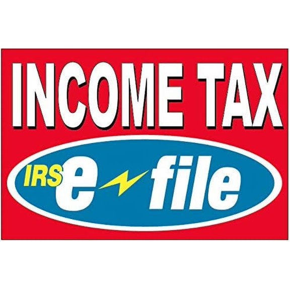 2x3 Ft Income Tax e-File Vinyl Banner Sign Red