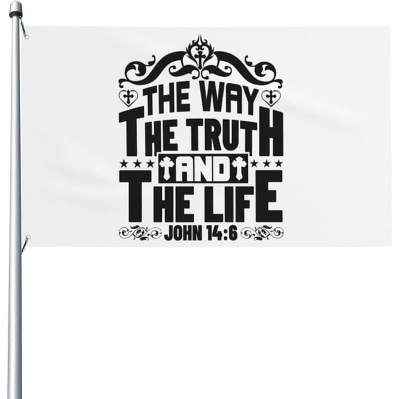 2x3 Ft Jesus The Way Truth And The Life Flag Banner Gift For Christian Flag Christ Faith Flag Bible Verse Flag Inspirational Scripture Quotes Flag For Outdoor With Metal Eyelets No Flagstand