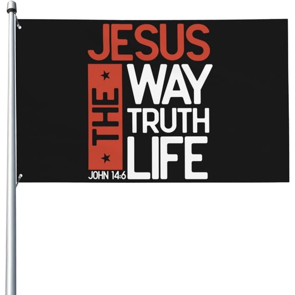 2x3 Ft Jesus The Way Truth And The Life Flag Banner Gift For Christian Flag Christ Faith Flag Bible Verse Flag Inspirational Scripture Quotes Flag For Outdoor With Metal Eyelets No Flagstand