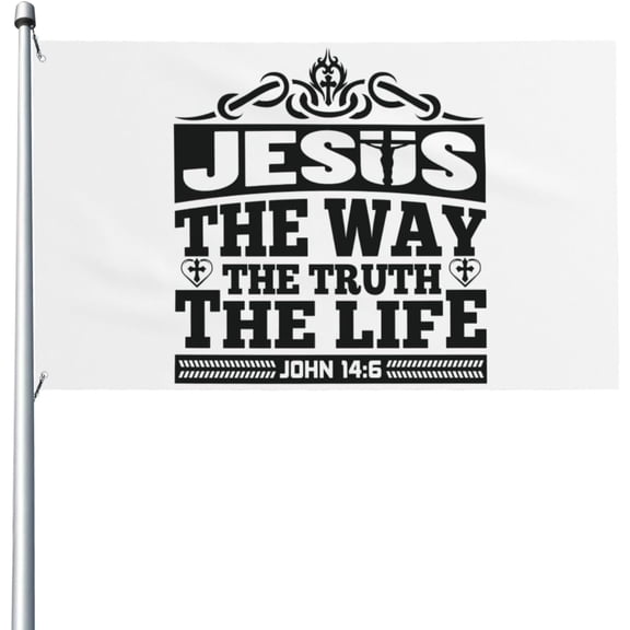 2x3 Ft Jesus The Way Truth And The Life Flag Banner Gift For Christian Flag Christ Faith Flag Bible Verse Flag Inspirational Scripture Quotes Flag For Outdoor With Metal Eyelets No Flagstand