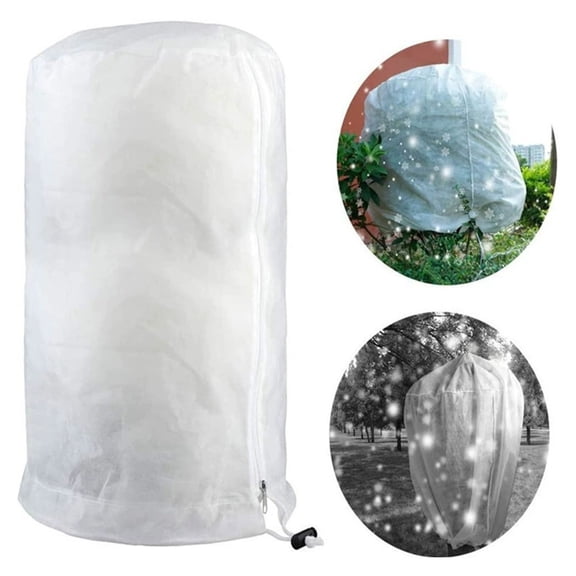 2x3 Ft Plant Frost Protection Cover Shrub Jacket with Drawstring and Zipper for Winter Tree Cold Weather Warm Fleece Blanket, White