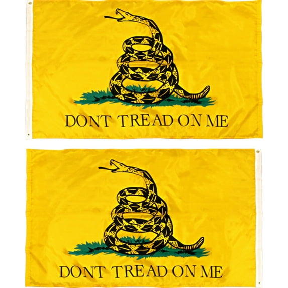 2x3 Gadsden Don't Tread On Me Yellow Snake Double Sided 2ply Flag 2'x3' Banner
