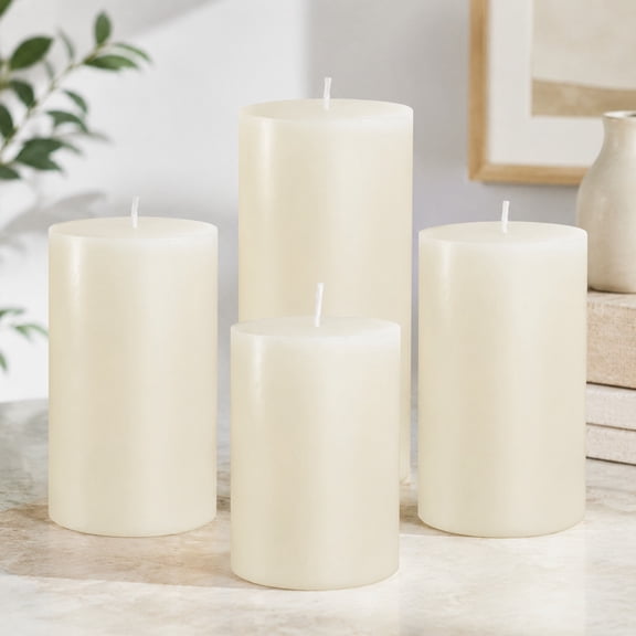 2x3 Inch Ivory Pillar Candles Small Unscented Dripless Long Burn Column Candles for Dinner Table Christmas Wedding Home Spa Church 4 Pack