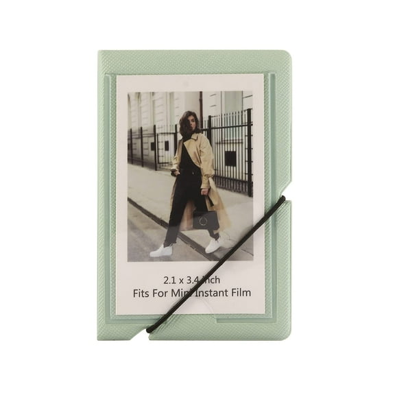Instant Film Photo Album 2x3 Inch, Fits Fujifilm Instax Mini, Polaroid Snap, Kodak Mini, 28 Transparent Pockets, Compact Travel Wedding Memory Book, Mint Green