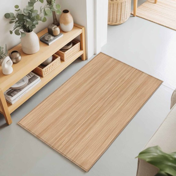 2x3 Khaki Wood Grain Small Area Rug for Entryway, Washable Non Slip Low Pile Soft Indoor Rug for Kitchen Bathroom Bedside, Farmhouse Wooden Board Accent Rug