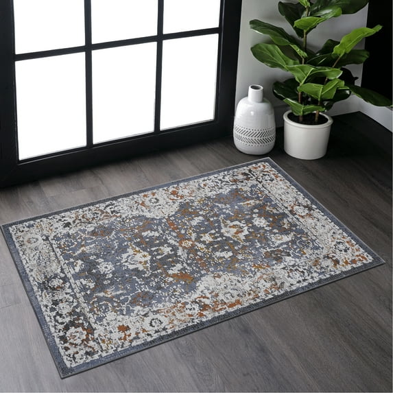 2x3 Loom & Blue Area Carpet, Non-shedding, Stain , Enhances Living Room, Bedroom, Dining, Office Atmosphere Wonderfully Ideal For Decoration