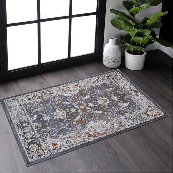 2x3 Loom & Blue Area Carpet, Non-shedding, Stain , Enhances Living Room, Bedroom, Dining, Office Atmosphere Wonderfully Ideal For Decoration
